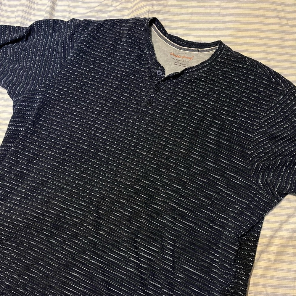 Weatherproof Men's Dark Blue Patterned Henley Shirt